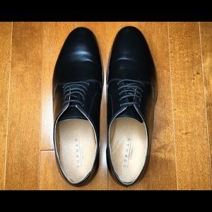 Topman Black leather lance derby shoes. Worn once